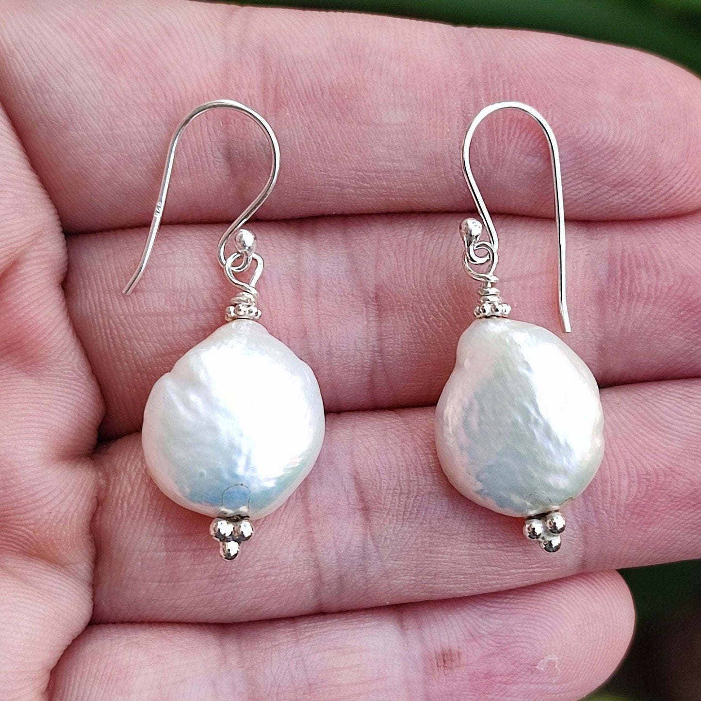 Pearl Dangle Earrings, 925 Sterling Silver Baroque Pearl Earrings, Handmade Freshwater Baroque Pearl Jewelry, June Birthstone Gift For Her