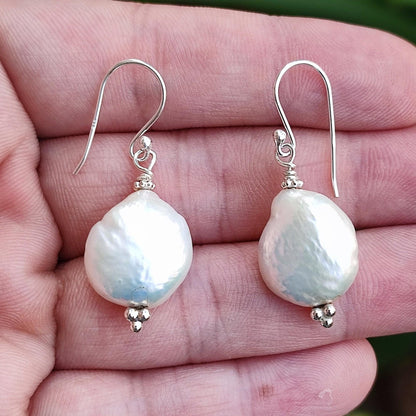 Pearl Dangle Earrings, 925 Sterling Silver Baroque Pearl Earrings, Handmade Freshwater Baroque Pearl Jewelry, June Birthstone Gift For Her