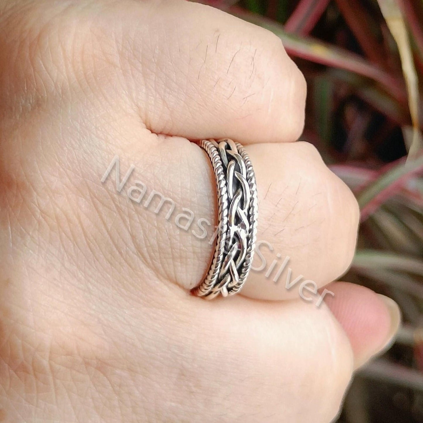 Celtic Knot Weave Sterling Silver Women Ring, Celtic Knot Thumb Ring, Endless Knot Ring, Celtic Weave Handmade Silver Ring for Women