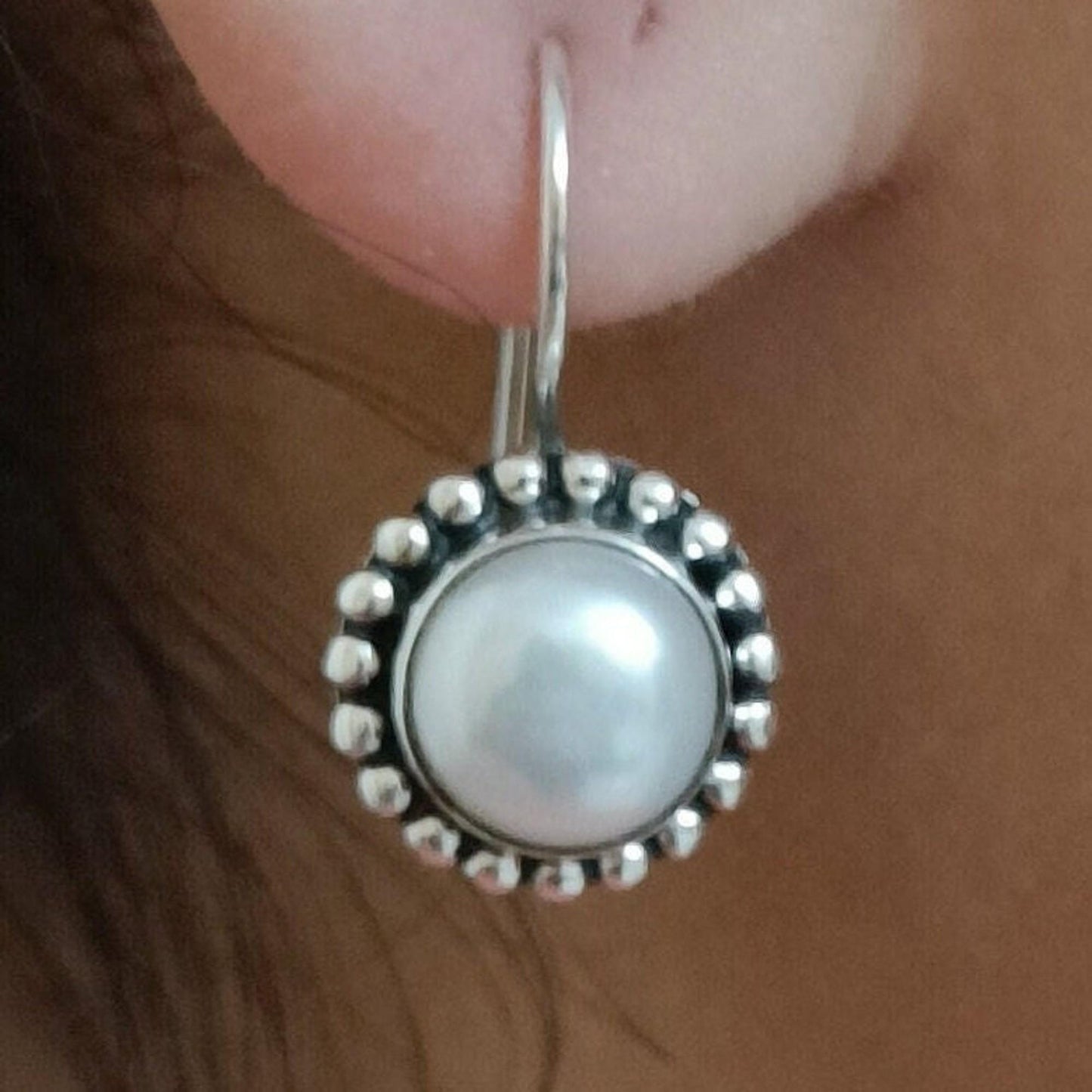 Pearl Earrings, 925 Sterling Silver Dangle Drop Earrings, Freshwater Pearl Handmade Boho Jewelry, Unique Gift for Her, June Birthstone