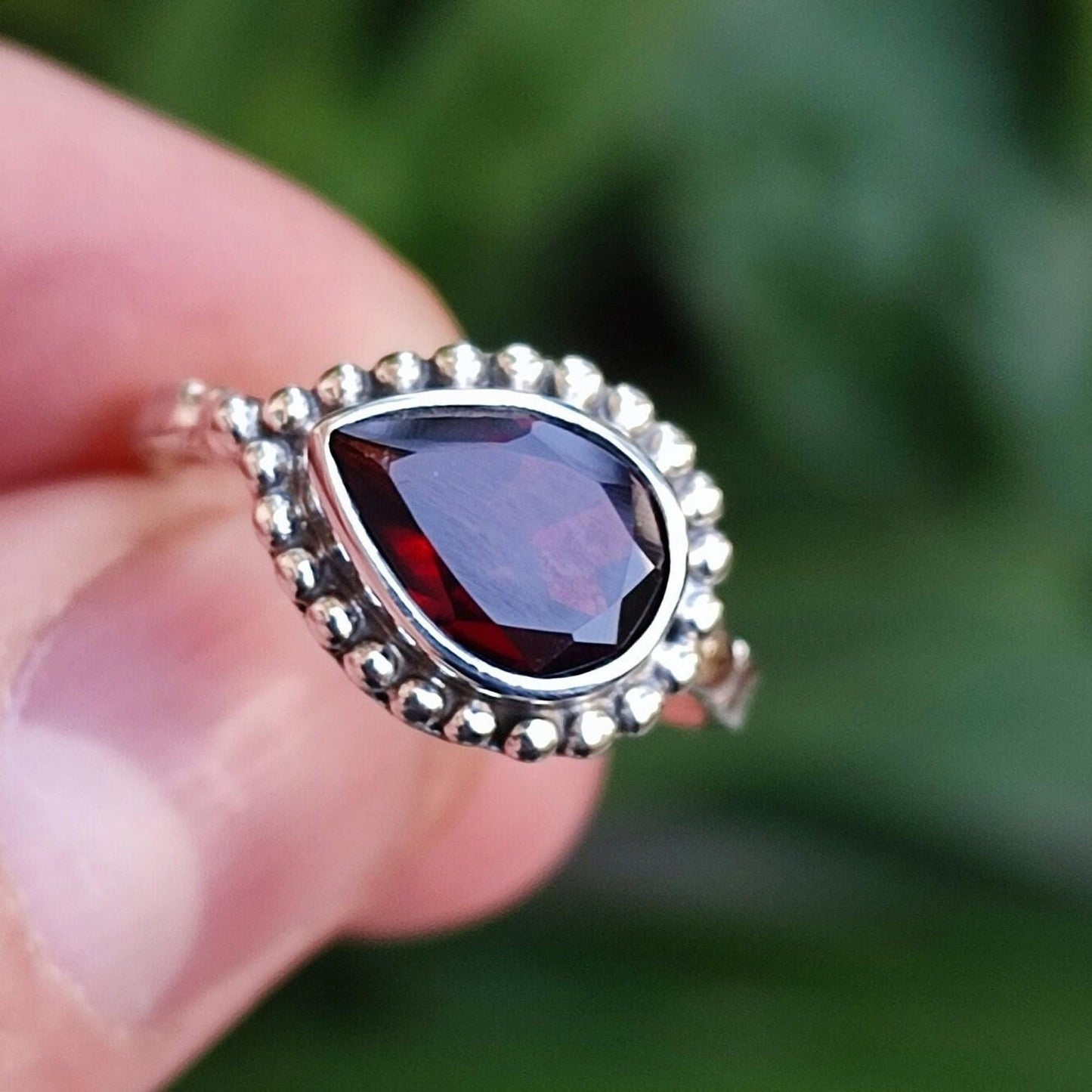 Natural Garnet Pear shape Ring, 925 Sterling Silver Handmade Promise Ring, Garnet Gemstone Boho Jewelry, January Birthstone, Gift for her