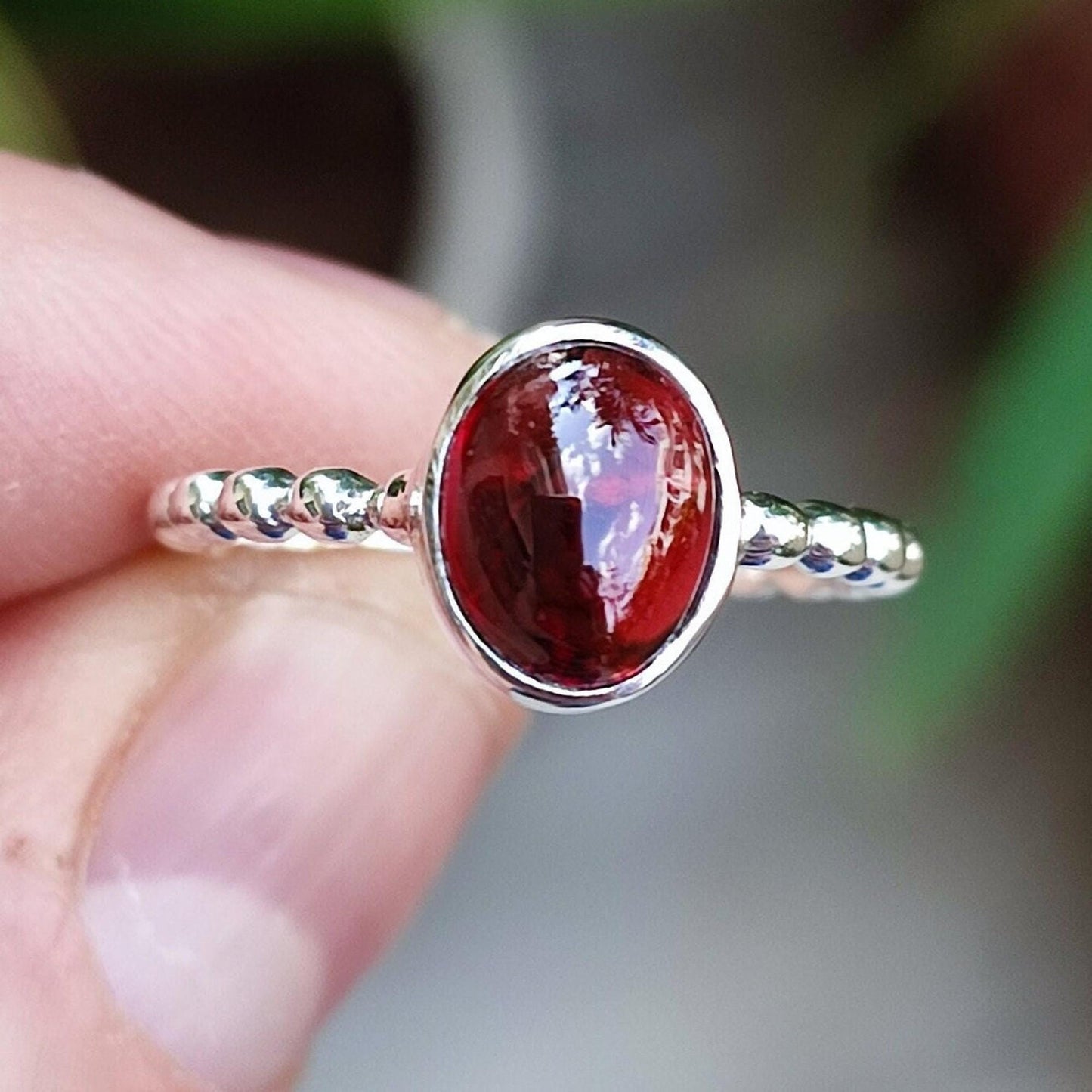 Garnet Ring, 925 Sterling Silver Promise Ring, Natural Red Garnet Oval Gemstone Handmade Jewelry, January Birthstone, Dainty Gift for Her