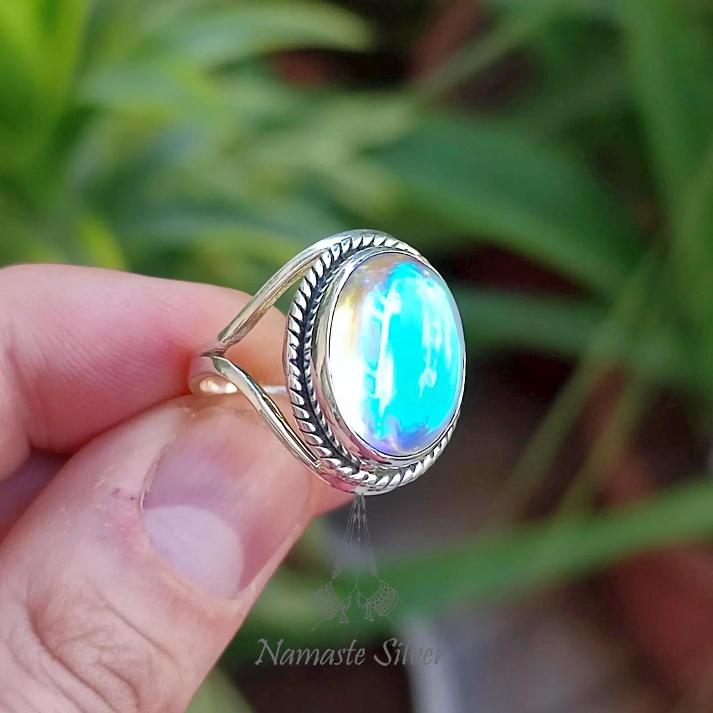 Mercury Mystic Quartz Ring, Sterling Silver Promise Ring, Aurora Borealis Crystal Ring, Handmade Rainbow Mystic Quartz Ring, Gift For Her