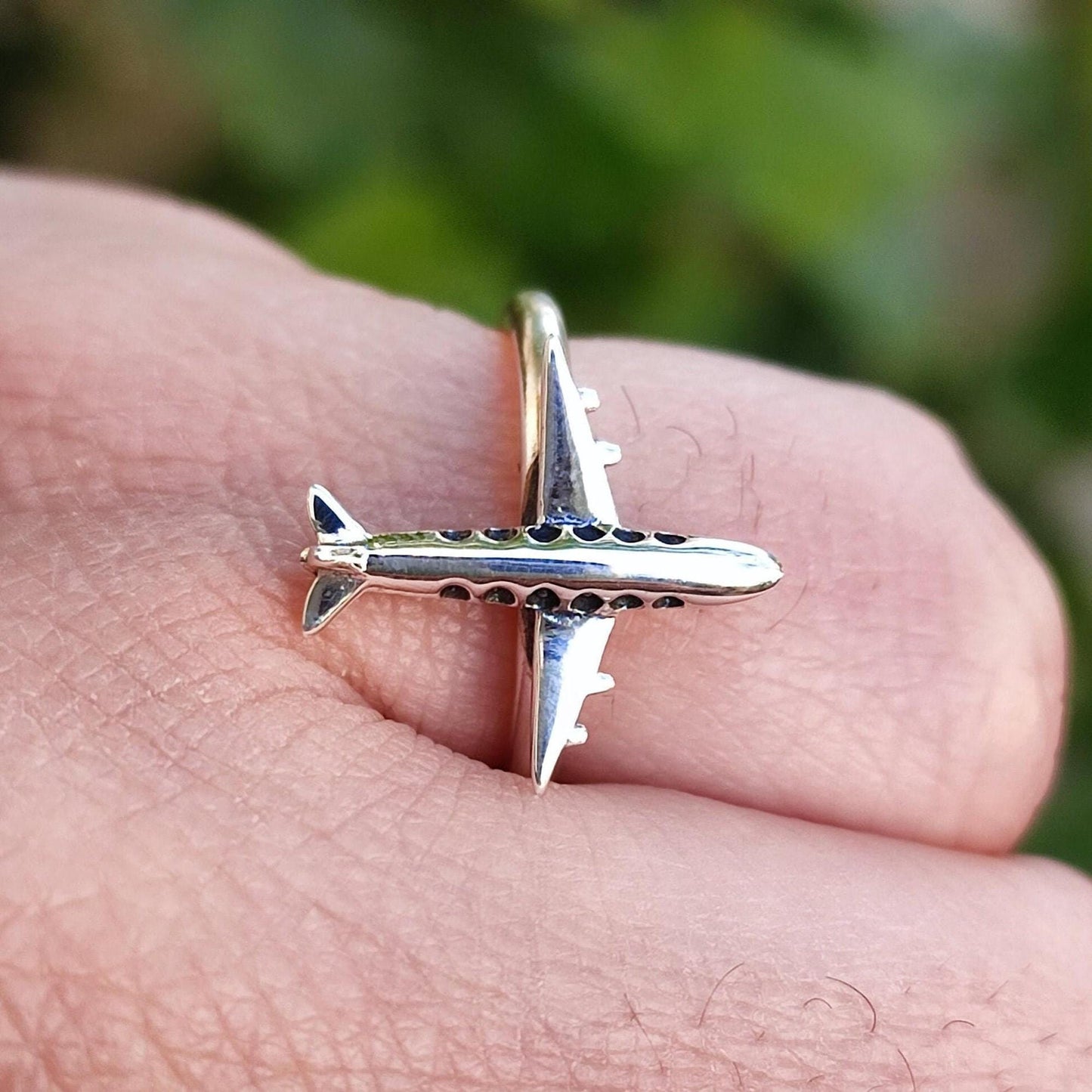 Sterling Silver Airplane Ring, Unique Aviation Jewelry, Handmade Minimalist Promise Ring, Air Travel Gift for Her, Dainty Aeroplane Jewelry