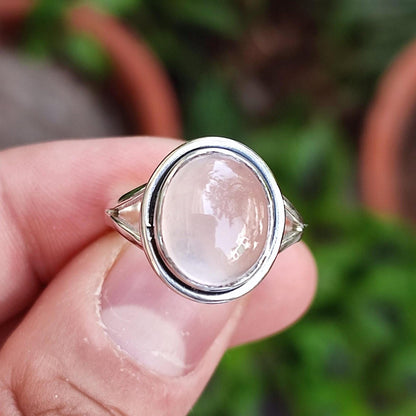Rose Quartz Ring, 925 Sterling Silver Promise Ring, Natural Pink Quartz Oval Gemstone Handmade Jewelry, Gift for her, January Birthstone