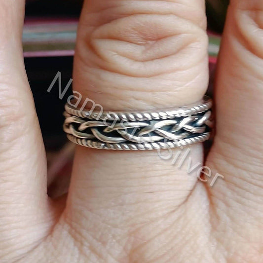 Celtic Knot Weave Sterling Silver Women Ring, Celtic Knot Thumb Ring, Endless Knot Ring, Celtic Weave Handmade Silver Ring for Women