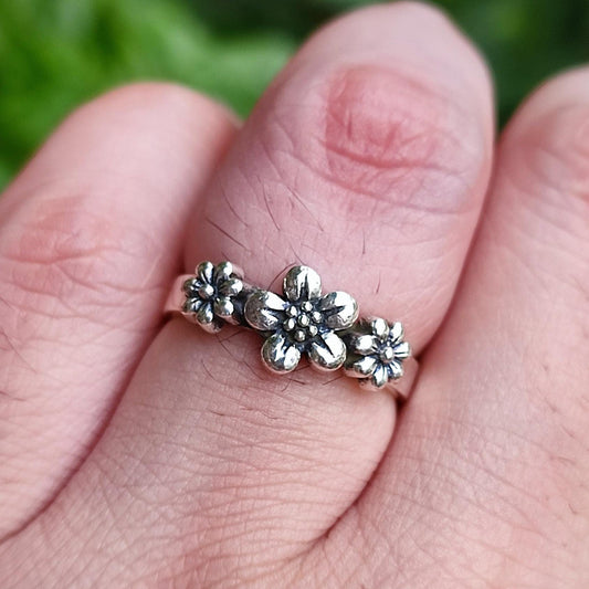 Floral Ring, 925 Sterling Silver Handmade Flower Ring for Women, Delicate Silver Ring, Dainty Nature Ring, Flower Blossom Ring, Gift for her