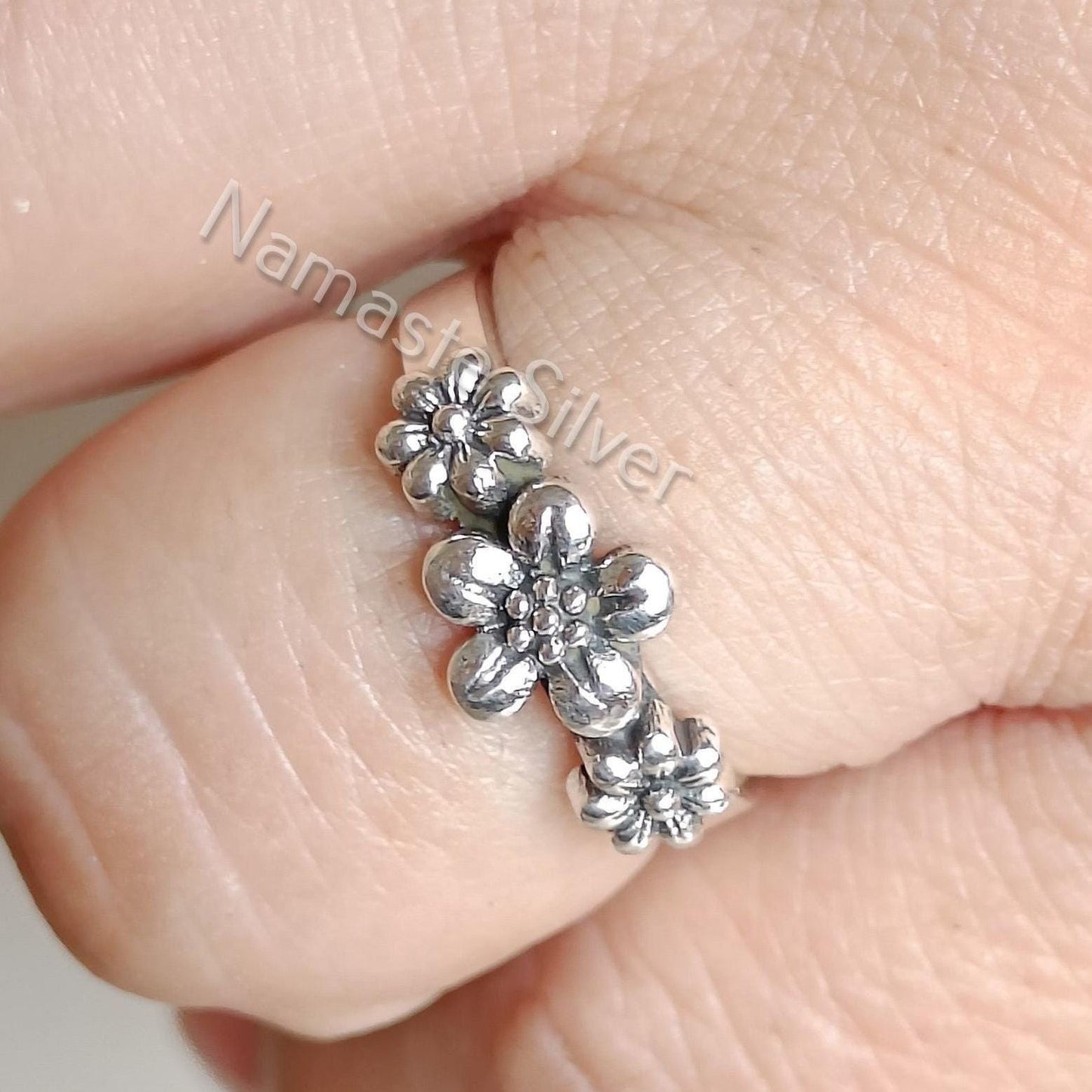 Floral Ring, 925 Sterling Silver Handmade Flower Ring for Women, Delicate Silver Ring, Dainty Nature Ring, Flower Blossom Ring, Gift for her