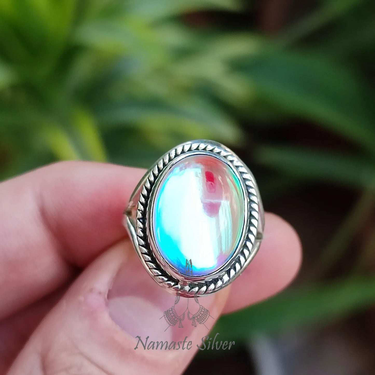 Mercury Mystic Quartz Ring, Sterling Silver Promise Ring, Aurora Borealis Crystal Ring, Handmade Rainbow Mystic Quartz Ring, Gift For Her