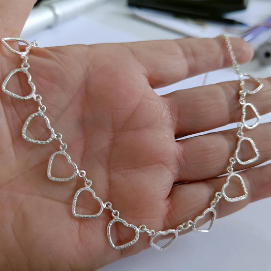 Tiny Hearts Necklace, 925 Sterling Silver Dainty Hearts Choker, Handmade Heart Shape Jewelry Necklace, Elegant Gift For Her for Christmas