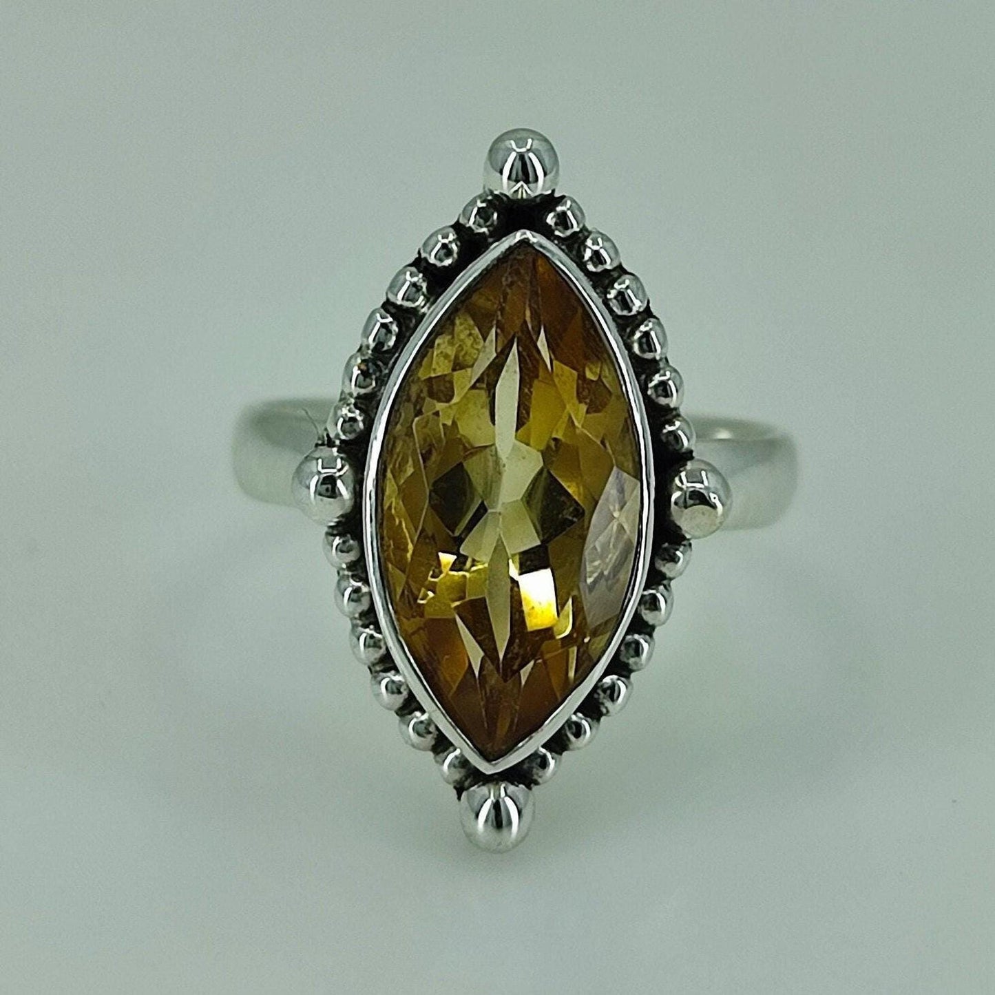 Citrine Ring, 925 Sterling Silver Promise Ring, Natural Yellow Citrine Marquise Gemstone Handmade Jewelry, November Birthstone, Gift for Her