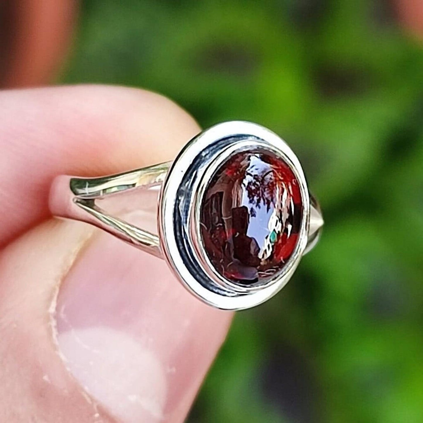 Garnet Ring, 925 Sterling Silver Handmade Statement Promise Ring, Natural Garnet Oval Gemstone Boho Jewelry, January Birthstone Gift for her