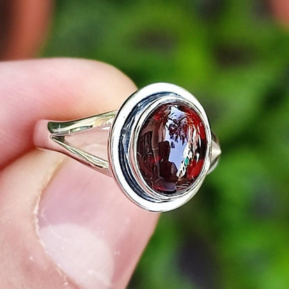 Garnet Ring, 925 Sterling Silver Handmade Statement Promise Ring, Natural Garnet Oval Gemstone Boho Jewelry, January Birthstone Gift for her
