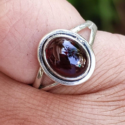 Garnet Ring, 925 Sterling Silver Handmade Statement Promise Ring, Natural Garnet Oval Gemstone Boho Jewelry, January Birthstone Gift for her