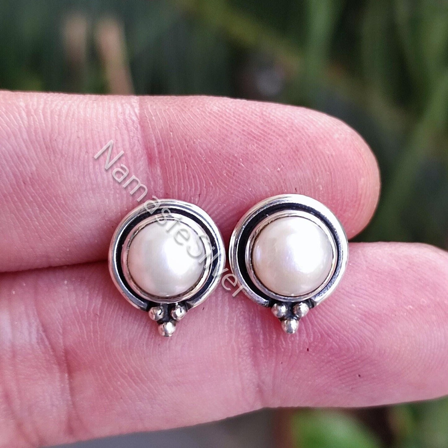 Pearl Earrings, 925 Sterling Silver Stud Posts, Freshwater Pearl Handmade Stud Earrings, June Birthstone, Unique Pearl Jewelry, Gift for her