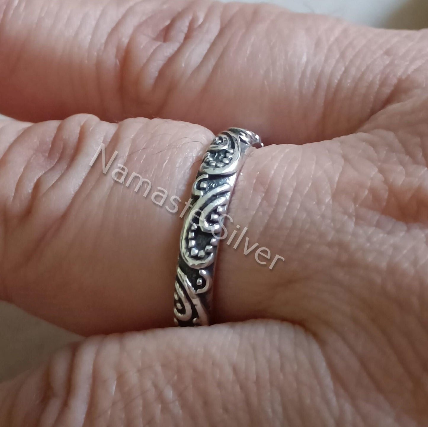 Floral Ring Band, 925 Sterling Silver Promise Ring for Women, Handmade Boho Flower Wedding Ring Band, Bridesmaid Gift Jewelry, Gift for her