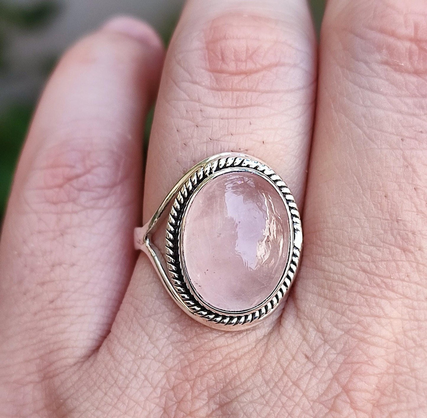 Rose Quartz Ring, 925 Sterling Silver Handmade Promise Ring, Natural Pink Gemstone Oval Jewelry, January Birthstone, Gift for Her Birthday