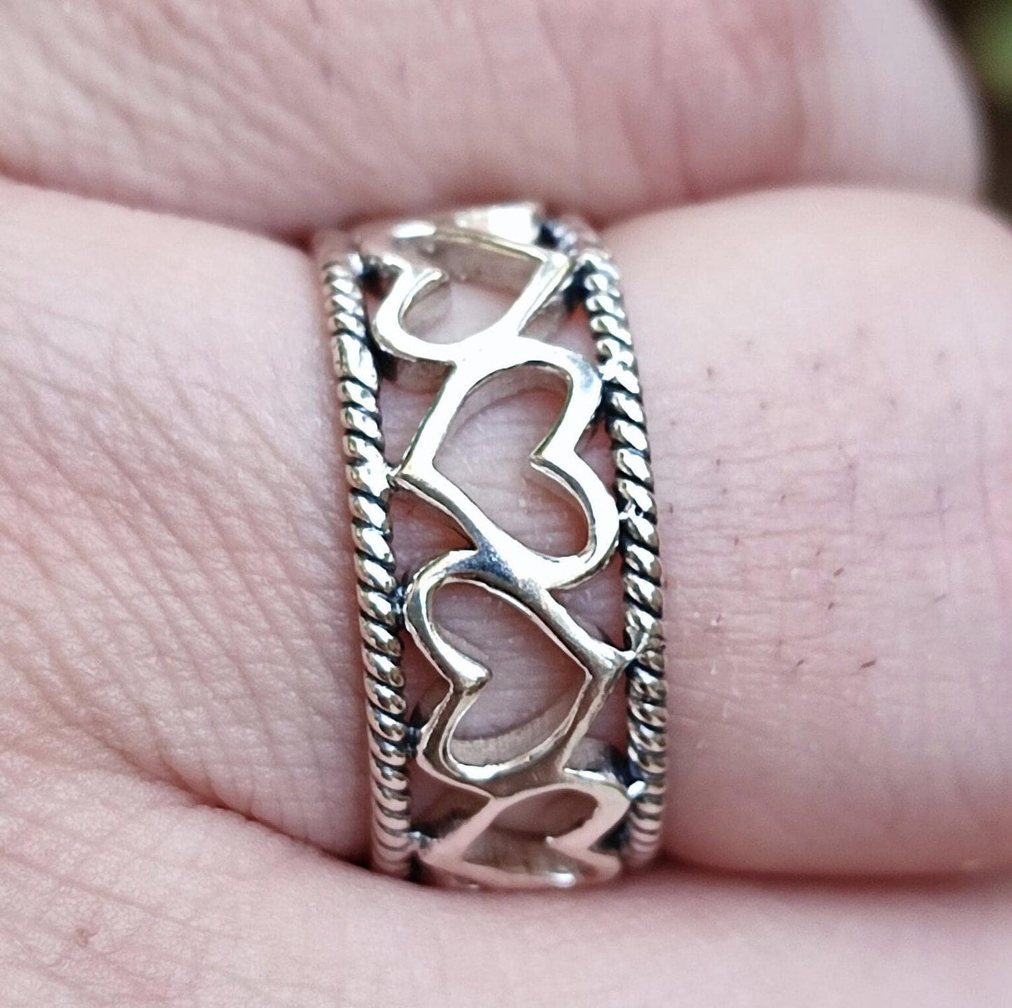 Heart to Heart Ring, 925 Sterling Silver Handmade Promise Ring, Heart shape Minimalist Jewelry, Connected Heart Ring Band, Gift for Her