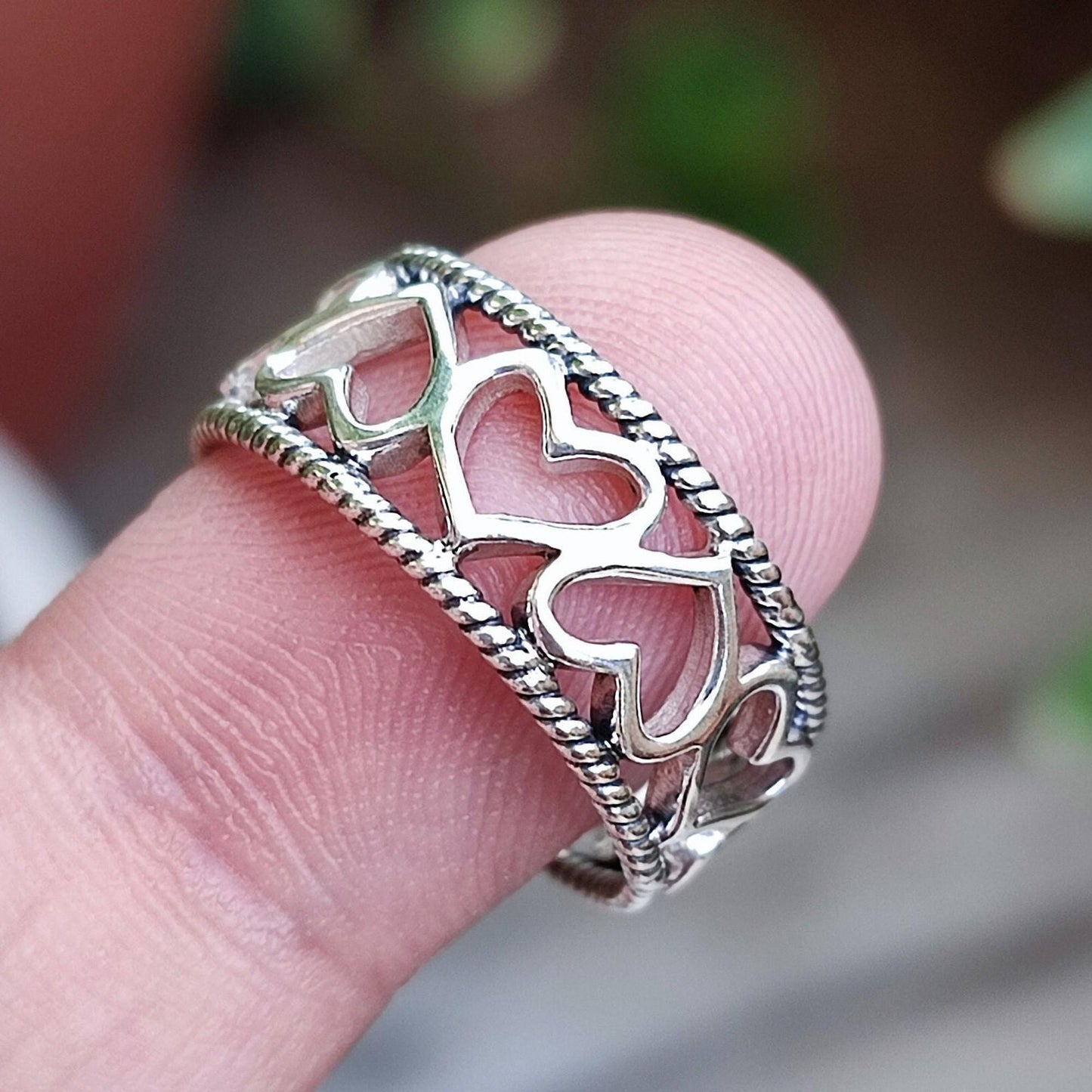 Heart to Heart Ring, 925 Sterling Silver Handmade Promise Ring, Heart shape Minimalist Jewelry, Connected Heart Ring Band, Gift for Her
