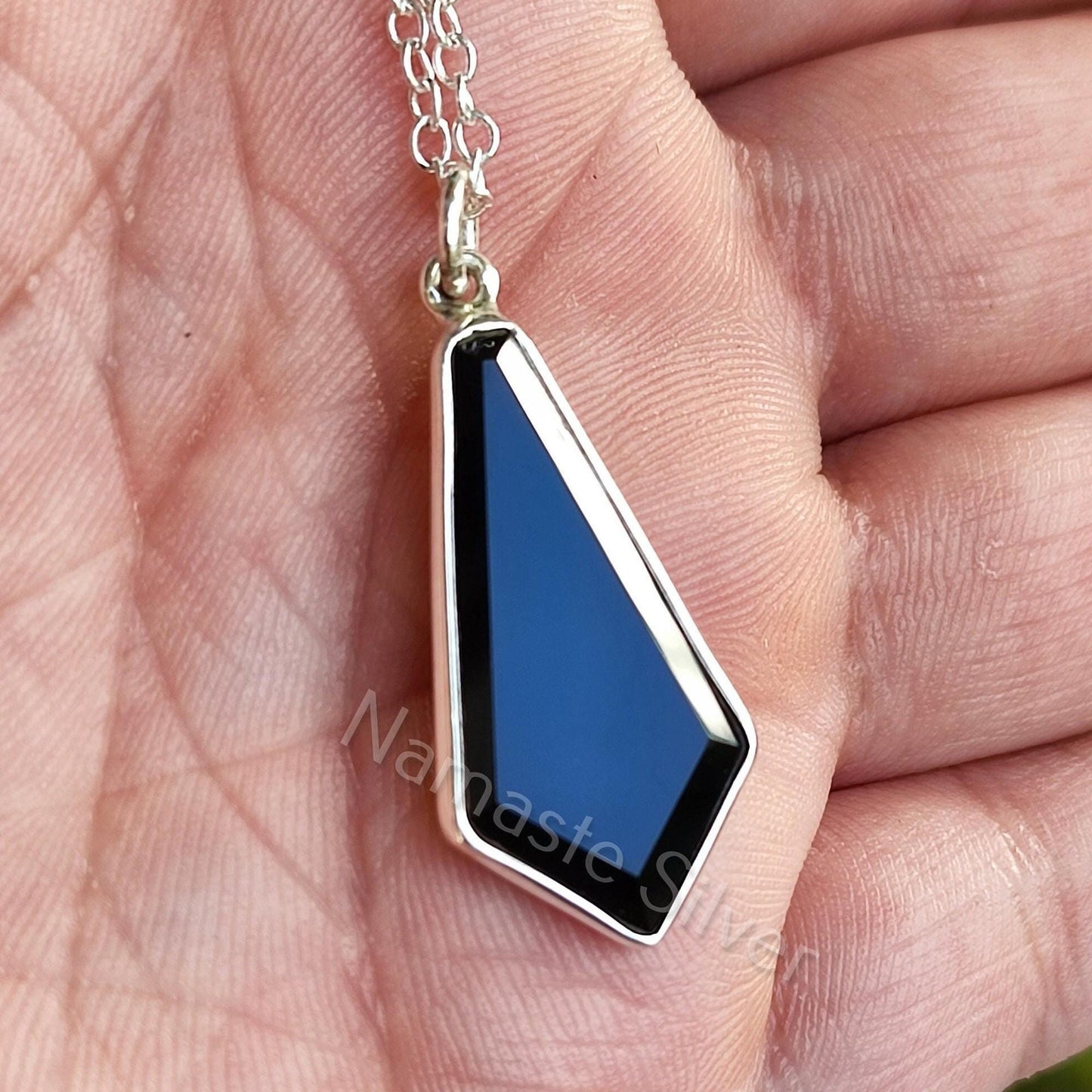 Black Onyx Coffin Necklace, 925 Sterling Silver Handmade Gothic Pendant, Natural Black Gemstone Coffin Jewelry, Halloween Witch Gift For Her