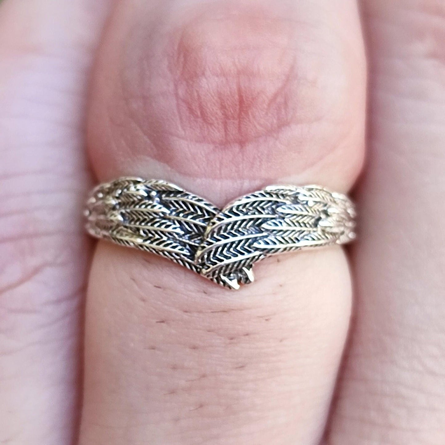 Angel Wing Ring, Sterling Silver Angel Feather Wing Ring, Angel Wing Hug Ring, Feather Ring, Handmade Dainty Minimalist Band, Gift for Her