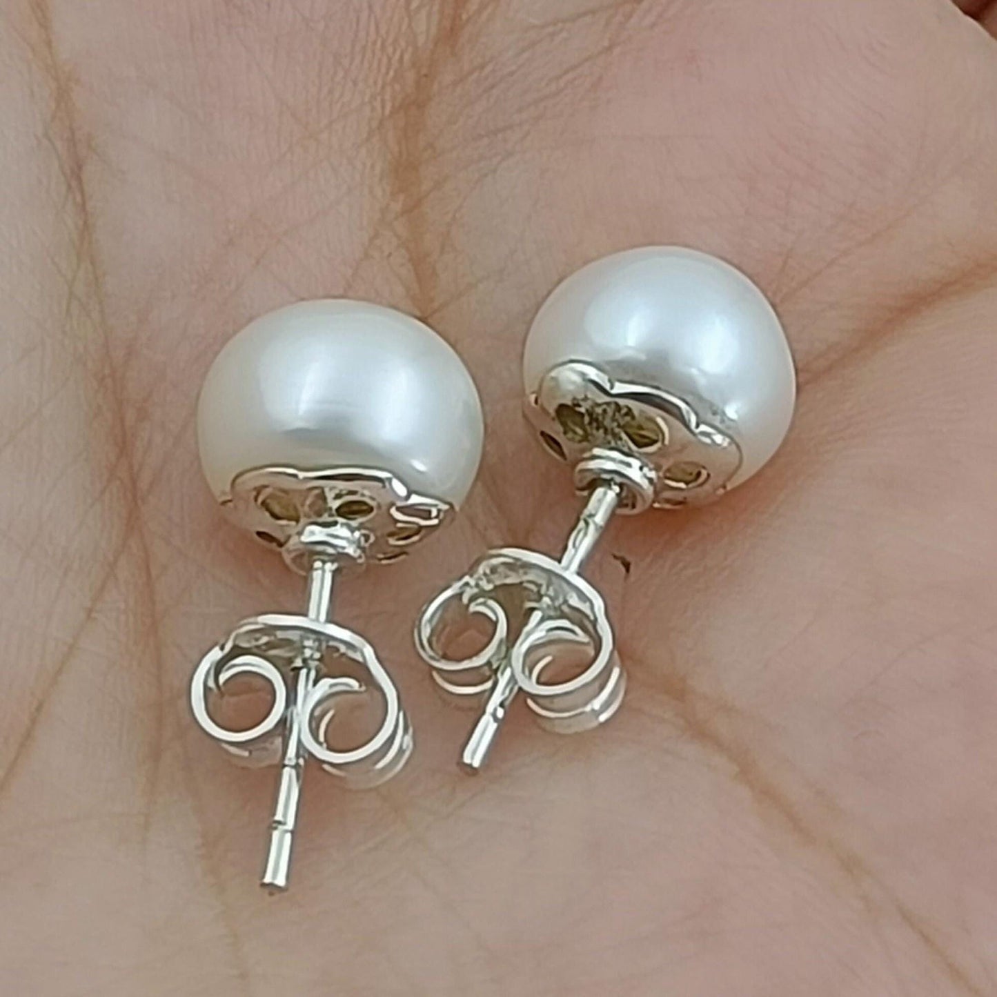 Pearl Stud Earrings, 925 Sterling Silver Jewelry, Handmade Pearl Earrings, June Birthstone, Round Pearl Stud Posts, Gift For Her Birthday