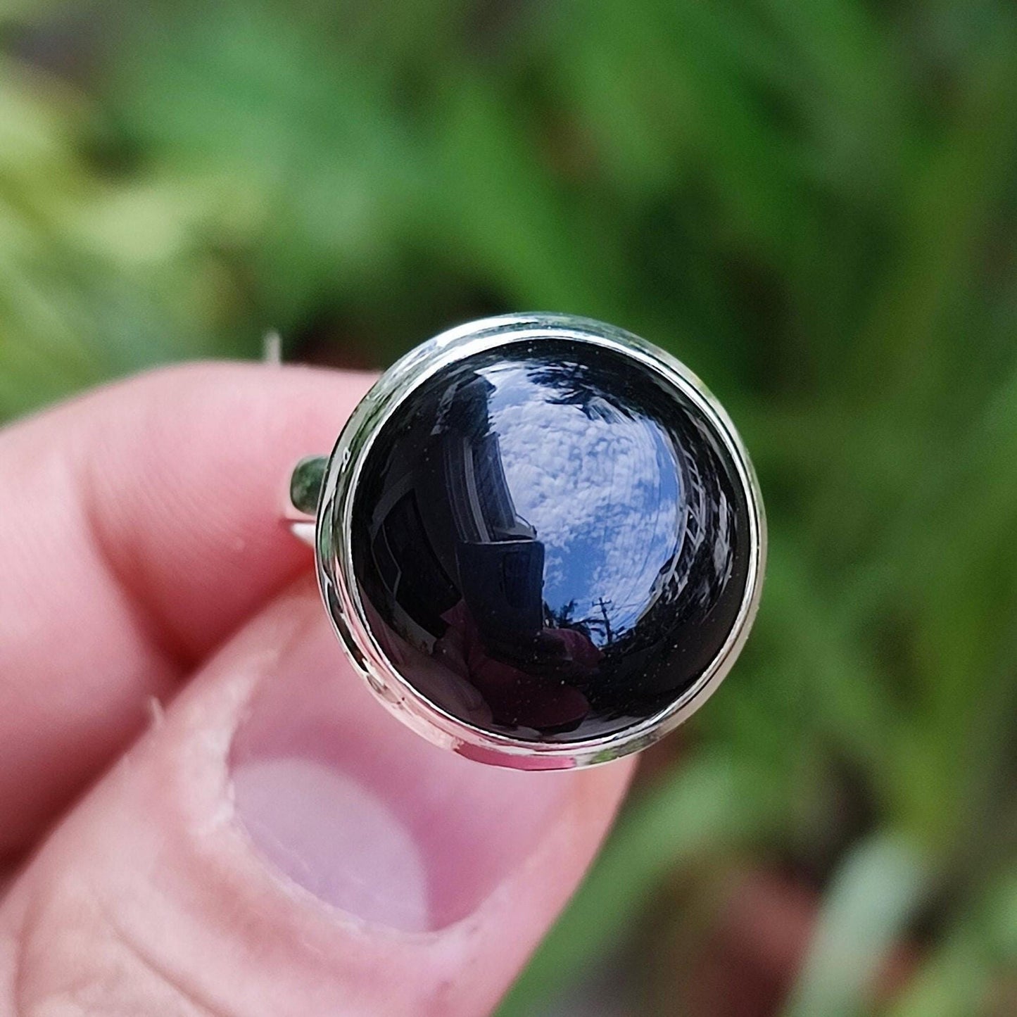 Black Onyx Ring, 925 Sterling Silver Statement Promise Ring, Natural Onyx Round Gemstone Handmade Jewelry, July Birthstone, Gift for Her