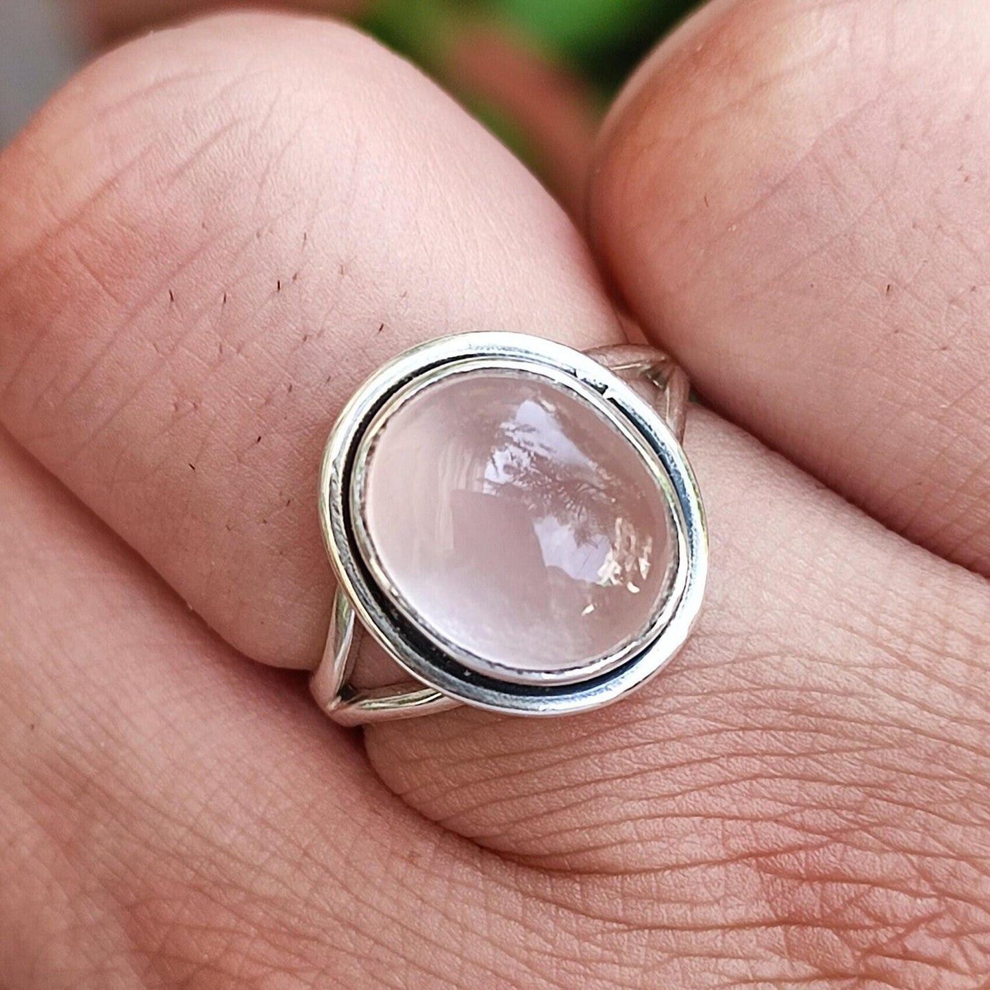 Rose Quartz Ring, 925 Sterling Silver Promise Ring, Natural Pink Quartz Oval Gemstone Handmade Jewelry, Gift for her, January Birthstone