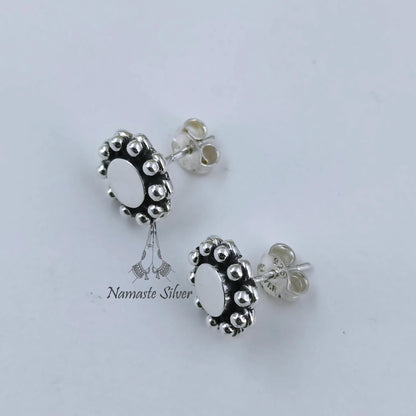 Floral Stud Earrings, 925 Sterling Silver Flower Stud Posts, Handmade Dainty Minimalist Jewelry, Tiny Floral Silver Studs, Cute Gift for Her