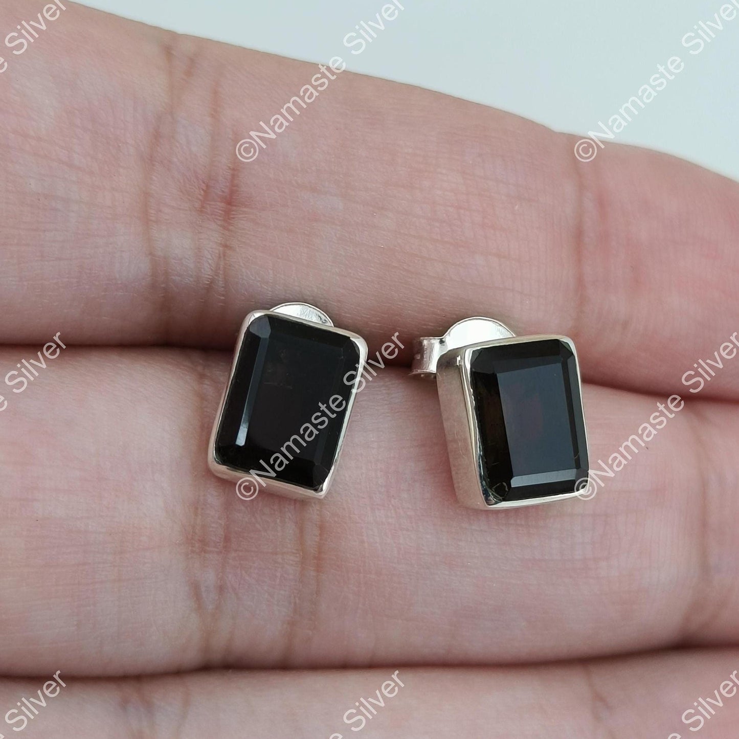 Smoky Quartz Earrings, 925 Sterling Silver Stud Posts, Natural Smoky Quartz Octagon Handmade Jewelry, November Birthstone, Cute Gift for Her
