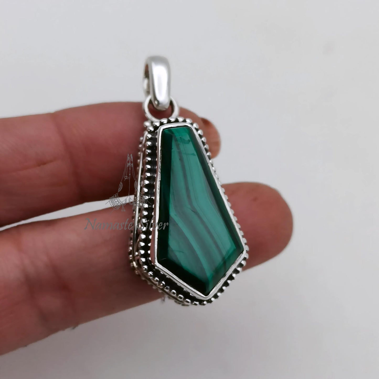 Malachite Coffin Pendant, 925 Sterling Silver Locket, Natural Green Malachite Coffin Gemstone Necklace Gothic Handmade Jewelry, Gift for Her
