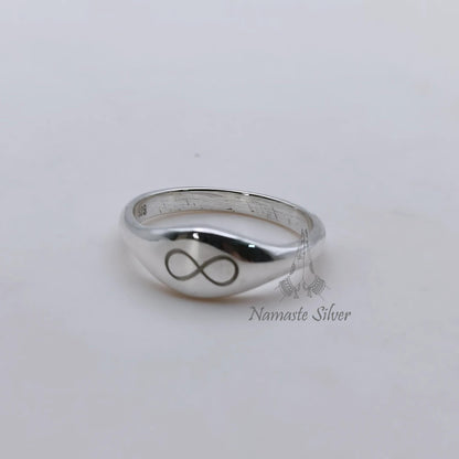 Infinity Ring, 925 Sterling Silver Engraved Band, Personalized Promise Ring, Infinity Symbol Dainty Minimalist Ring for Women, Gift for Her