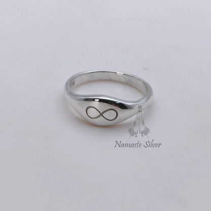 Infinity Ring, 925 Sterling Silver Engraved Band, Personalized Promise Ring, Infinity Symbol Dainty Minimalist Ring for Women, Gift for Her