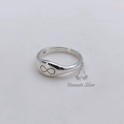Infinity Ring, 925 Sterling Silver Engraved Band, Personalized Promise Ring, Infinity Symbol Dainty Minimalist Ring for Women, Gift for Her