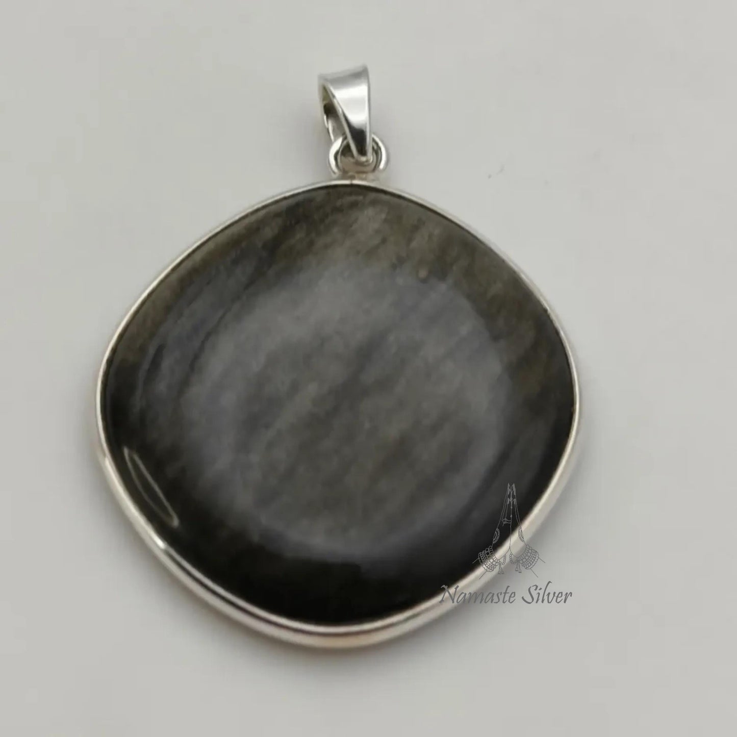 Gold Sheen Obsidian Pendant, 925 Sterling Silver Handmade Locket, Natural Gold Sheen Obsidian Cushion Gemstone Jewelry, Unique Gift for Her