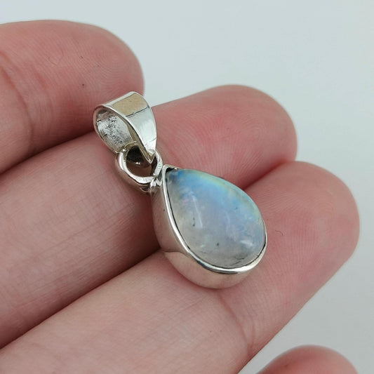 Moonstone Pendant, 925 Sterling Silver Locket, Natural Rainbow Moonstone Pear Shape Gemstone Handmade Jewelry, June Birthstone, Gift for Her