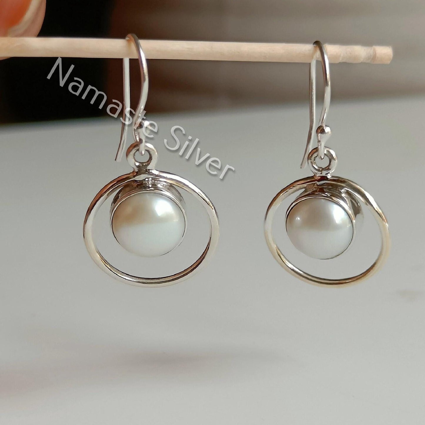 Pearl Earrings, 925 Sterling Silver Dangle Earrings, Freshwater Pearl Handmade Boho Jewelry, June Birthstone, Unique Dainty Gift For Her