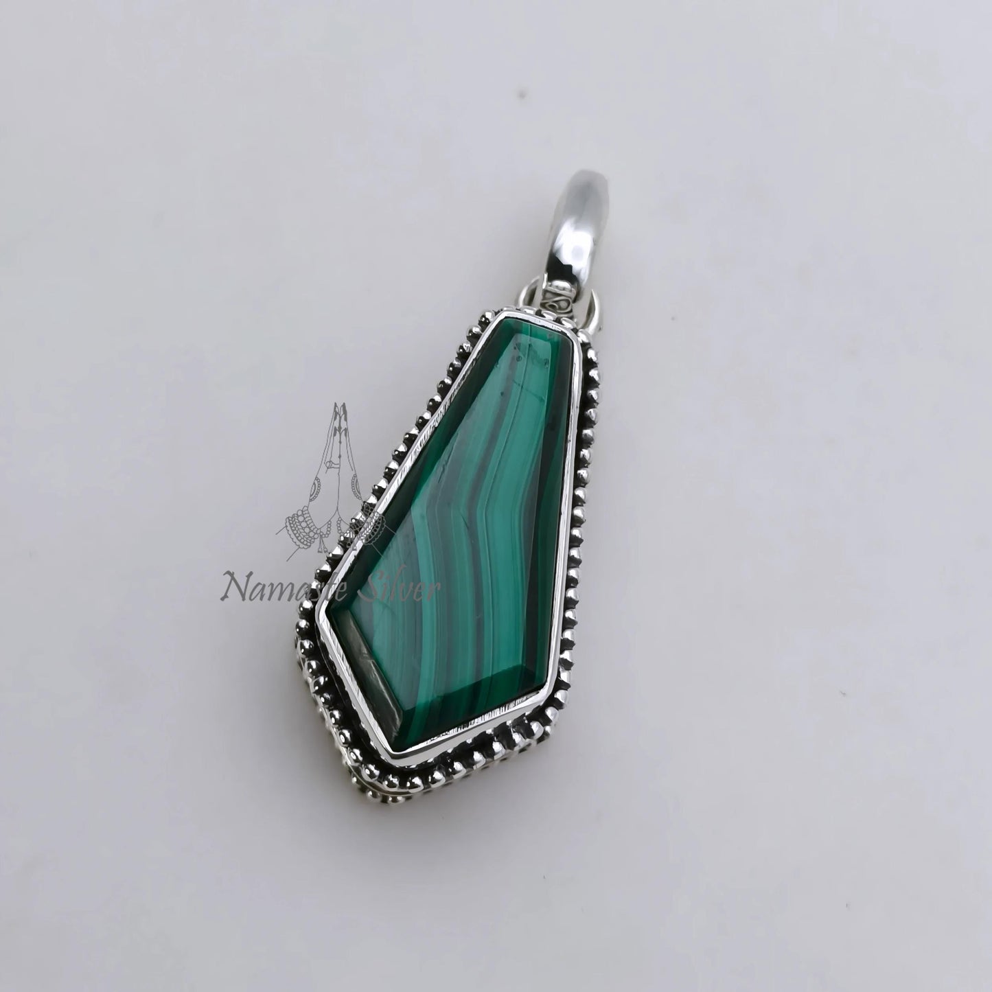 Malachite Coffin Pendant, 925 Sterling Silver Locket, Natural Green Malachite Coffin Gemstone Necklace Gothic Handmade Jewelry, Gift for Her