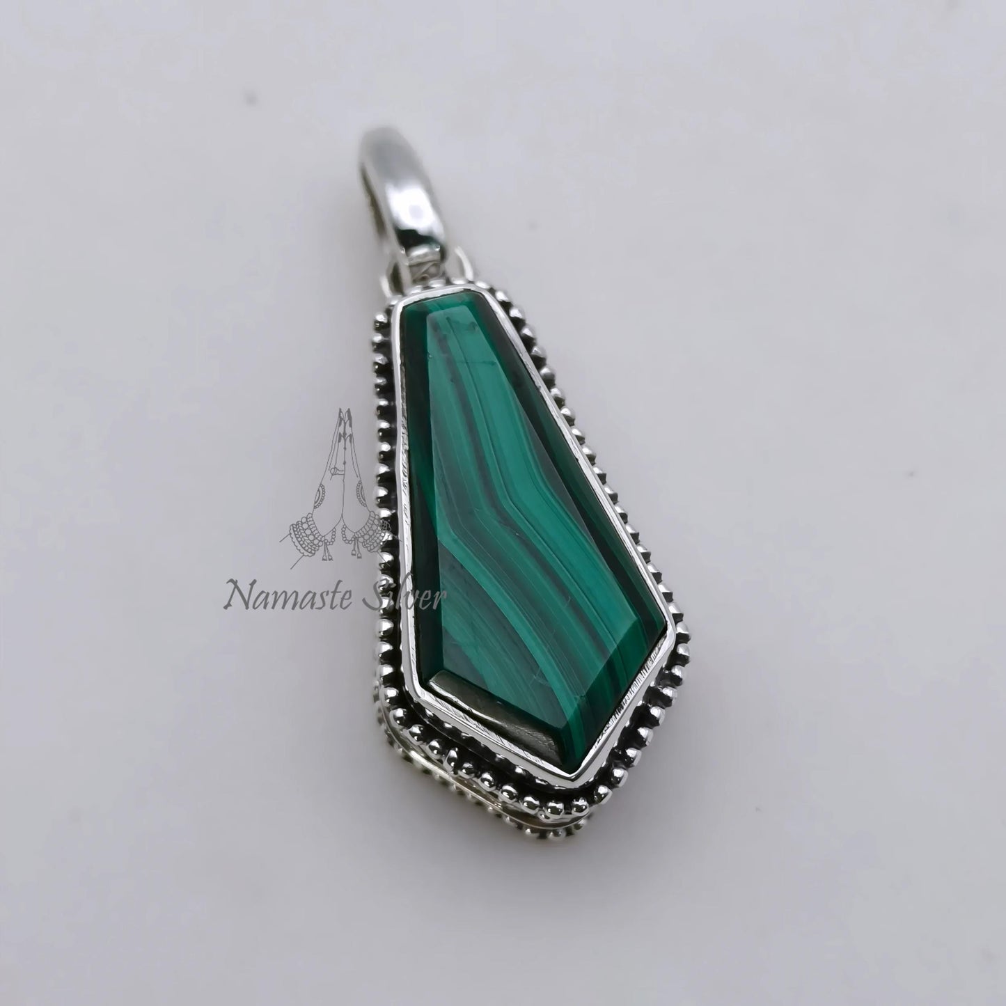 Malachite Coffin Pendant, 925 Sterling Silver Locket, Natural Green Malachite Coffin Gemstone Necklace Gothic Handmade Jewelry, Gift for Her