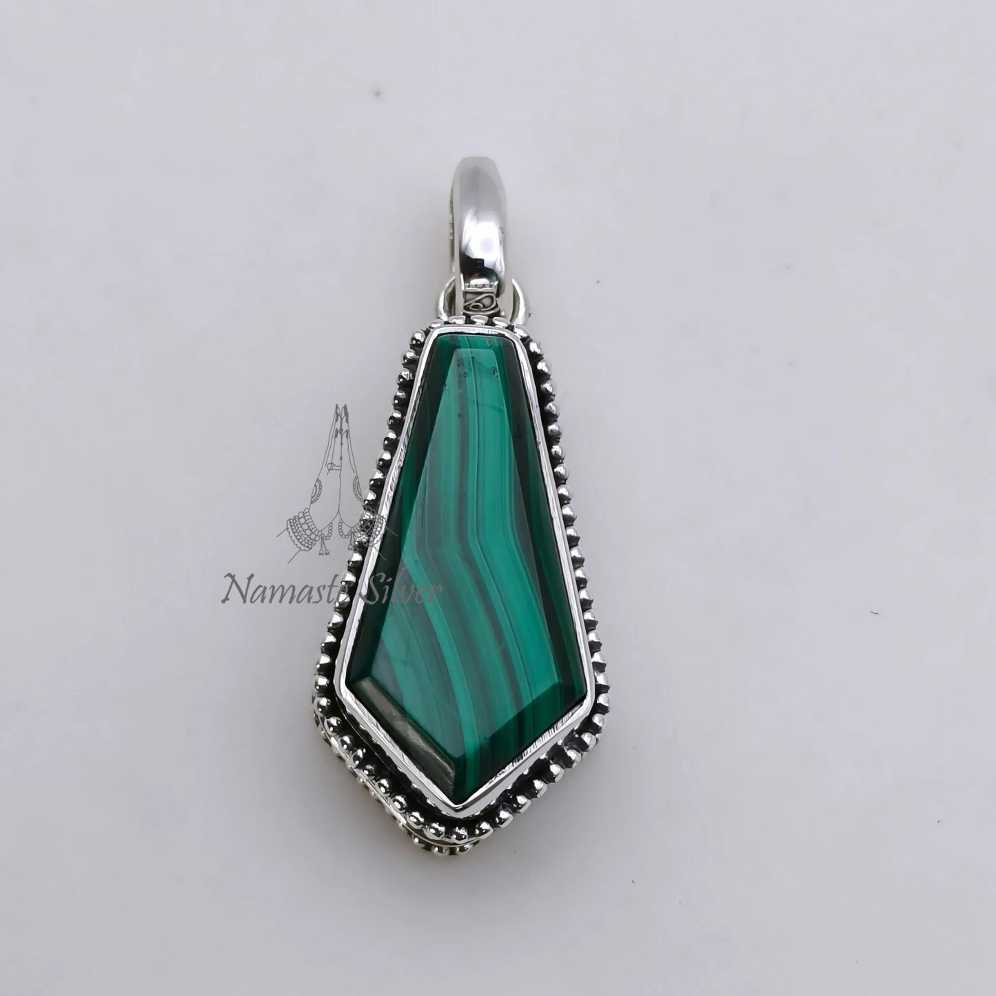 Malachite Coffin Pendant, 925 Sterling Silver Locket, Natural Green Malachite Coffin Gemstone Necklace Gothic Handmade Jewelry, Gift for Her