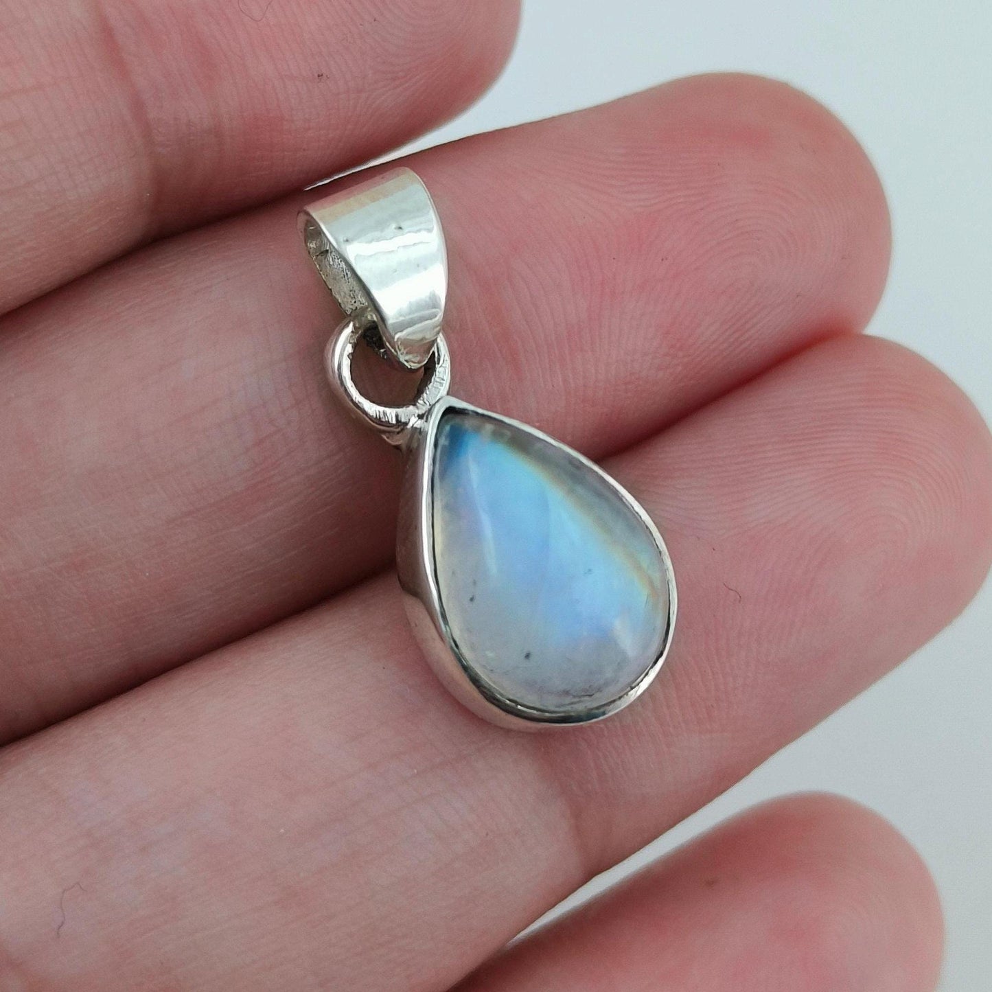 Moonstone Pendant, 925 Sterling Silver Locket, Natural Rainbow Moonstone Pear Shape Gemstone Handmade Jewelry, June Birthstone, Gift for Her