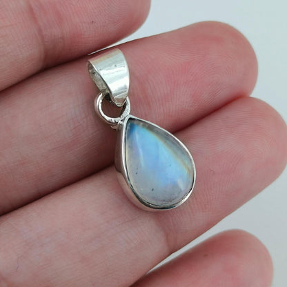 Moonstone Pendant, 925 Sterling Silver Locket, Natural Rainbow Moonstone Pear Shape Gemstone Handmade Jewelry, June Birthstone, Gift for Her
